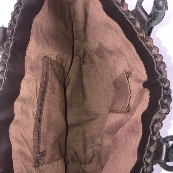 OVERSIZED WOVEN SHOULDER PURSE VINTAGE 100% STRAW BROWN WOMAN BAG - Picture 13 of 15